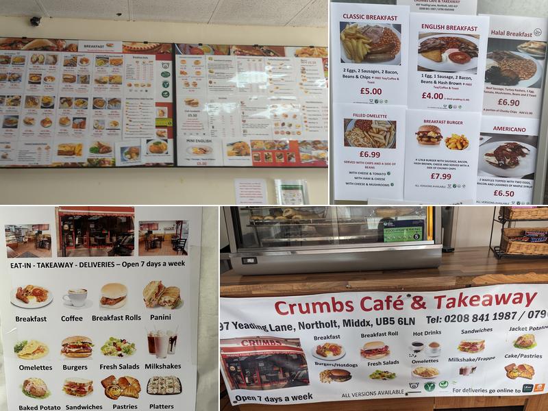 Crumbs Cafe & Takeaway Menu