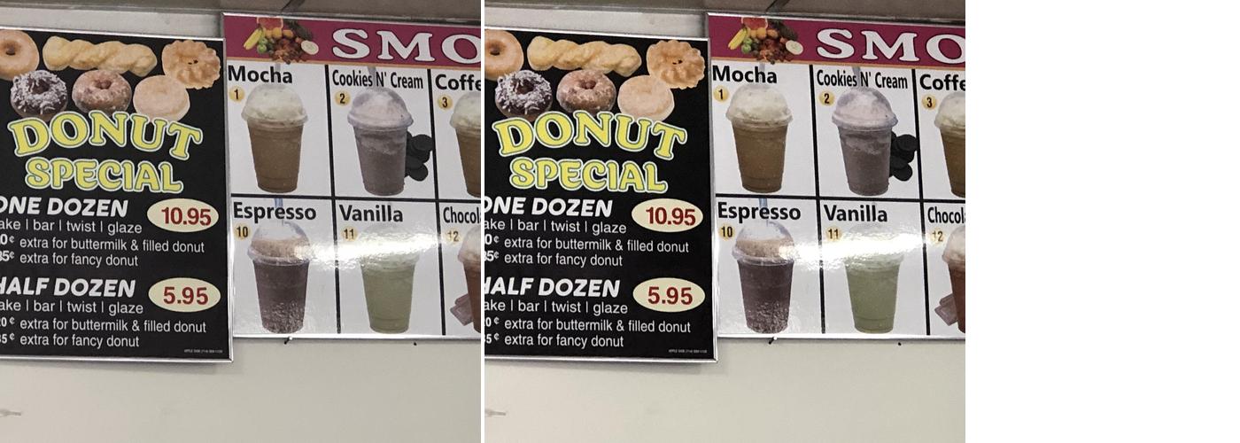 Fantastic donut Menu