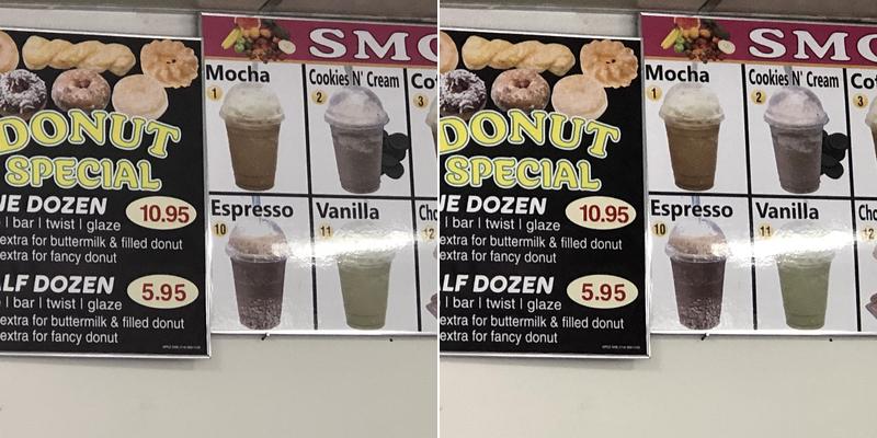 Fantastic donut Menu