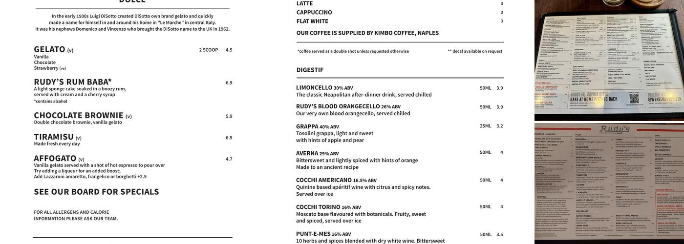 Rudy's Pizza Napoletana - Birmingham Menu