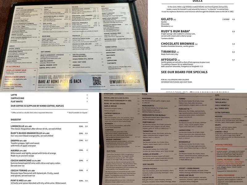 Rudy's Pizza Napoletana - Birmingham Menu