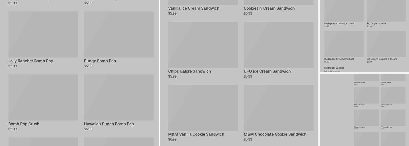 Mier's Ice Cream Menu