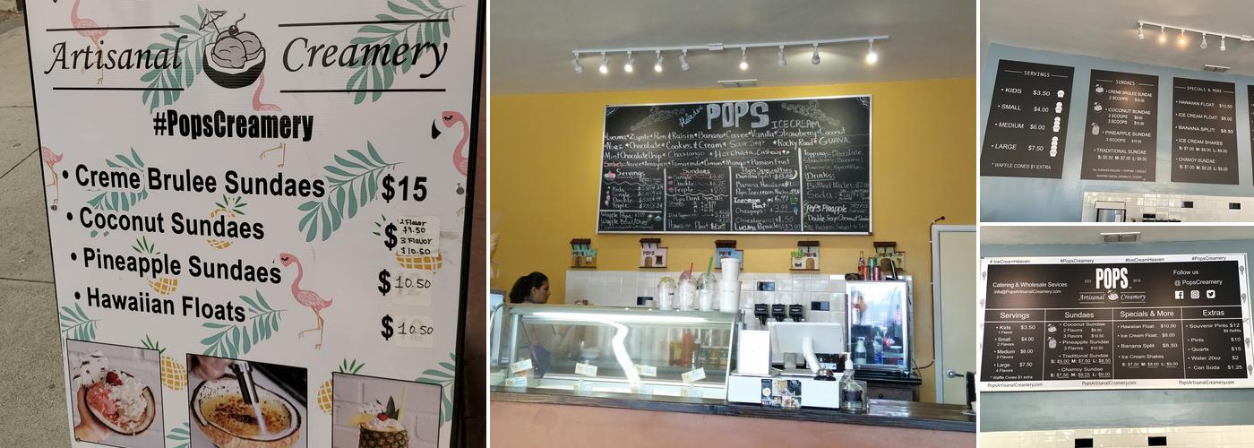 POPS Artisanal Creamery Menu
