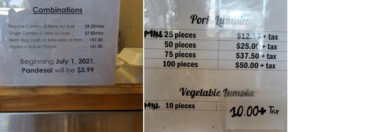 Kababayan Bakery Menu