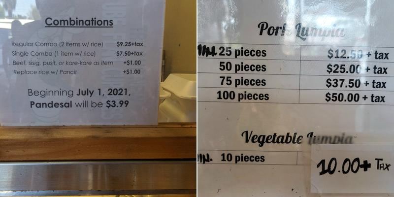 Kababayan Bakery Menu