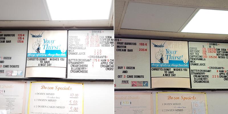 Christy's Donuts Menu