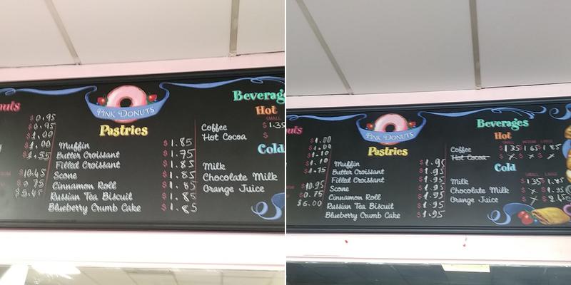 Pink Donuts Menu