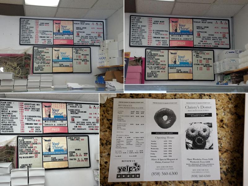 Christy's Donuts Menu