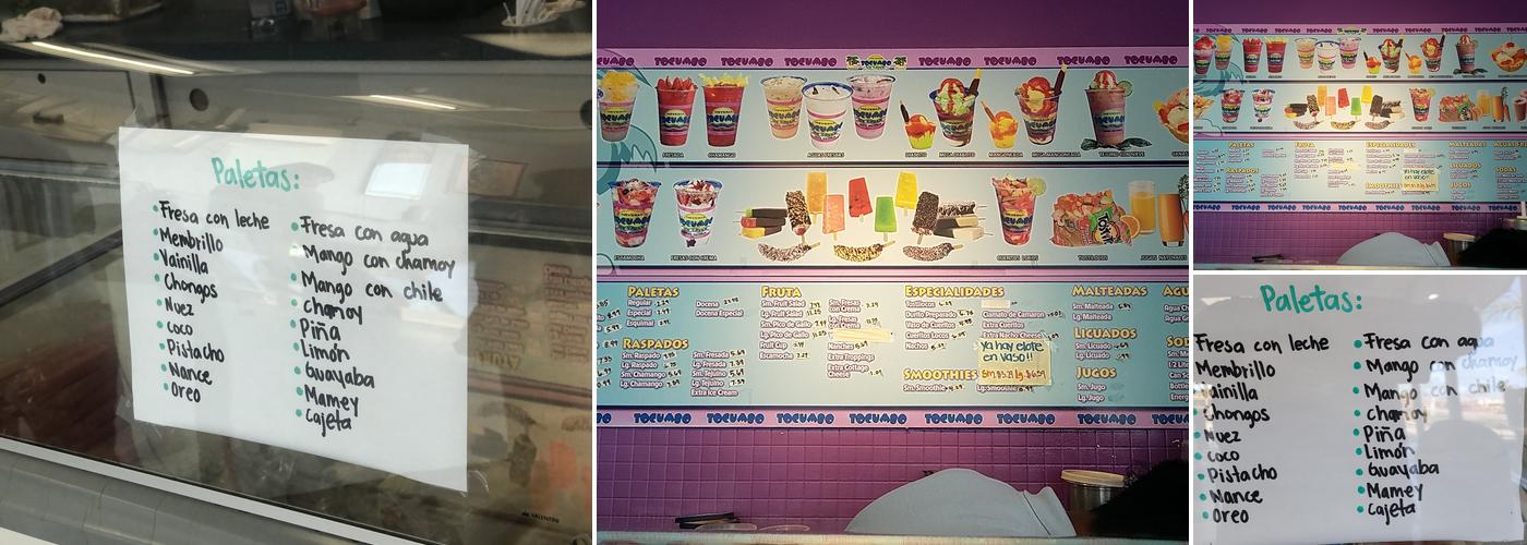 Tocumbo Ice Cream CV Menu