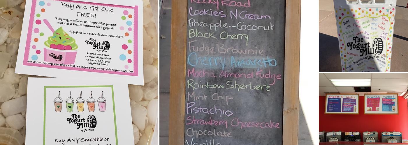 The Yogurt Mill of La Mesa Menu