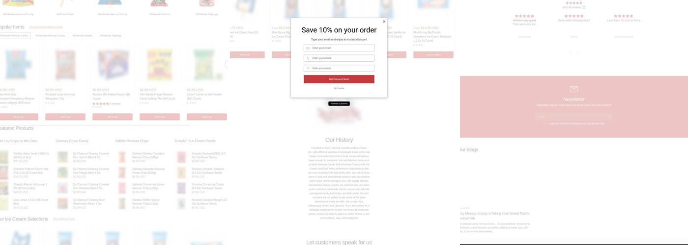 Carnival Candies and Ice Cream Inc. Menu