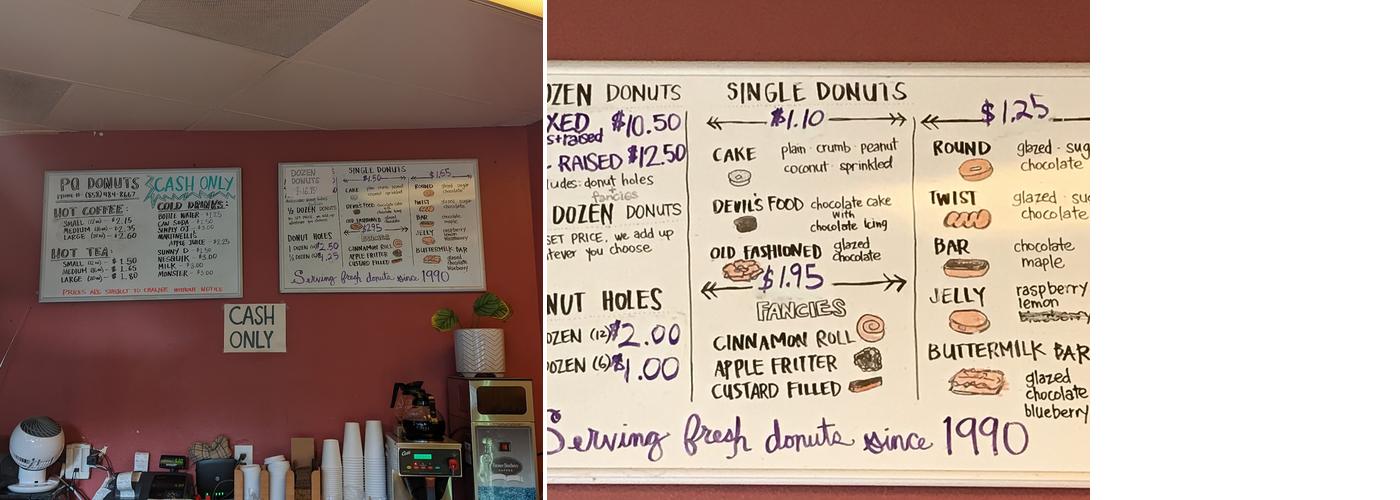 PQ Donuts Menu