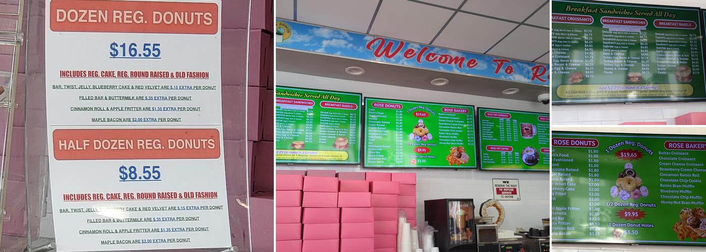 Rose Donuts Menu