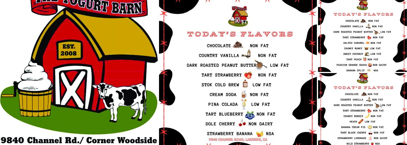 Yogurt Barn Menu