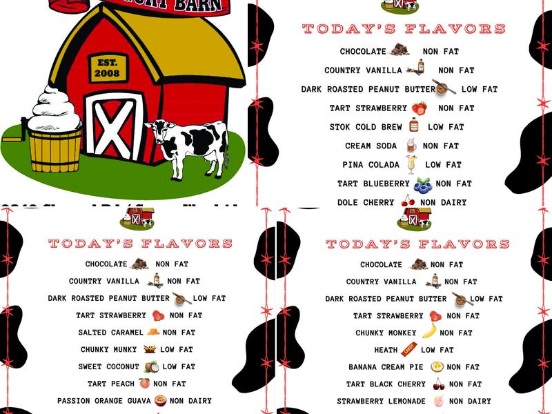 Yogurt Barn Menu