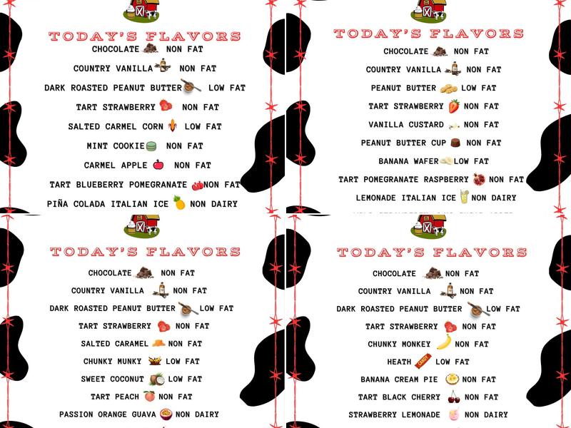 Yogurt Barn Menu