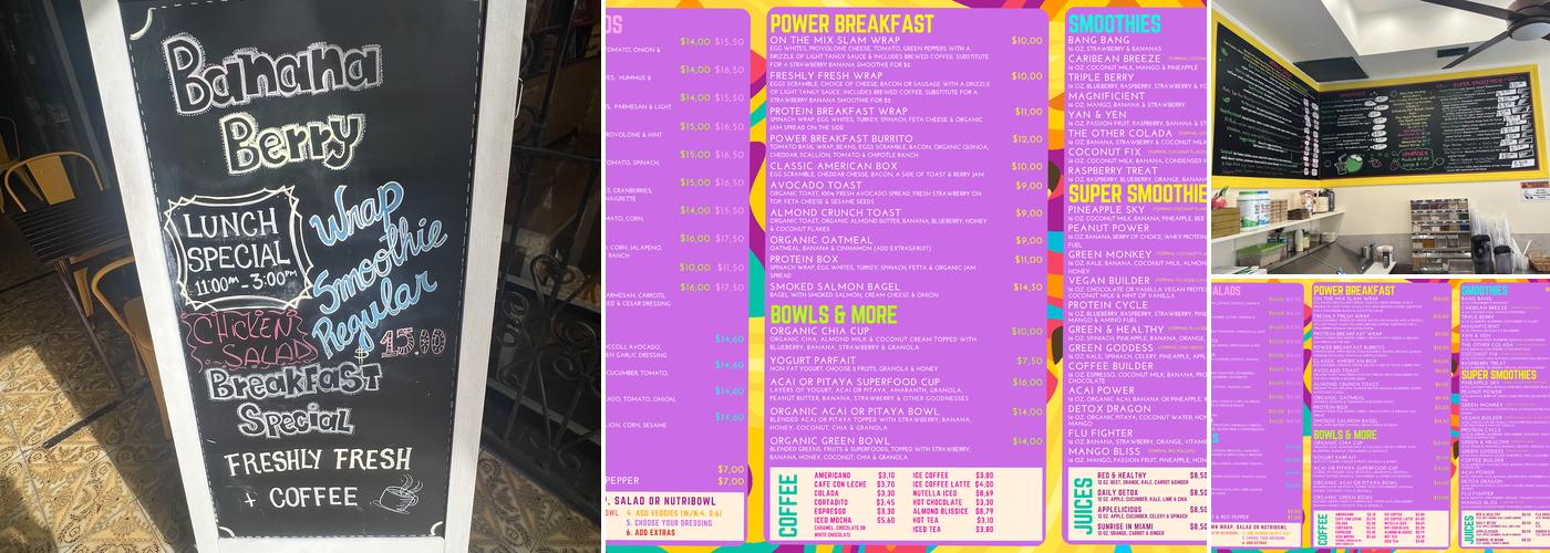 Banana Berry Menu