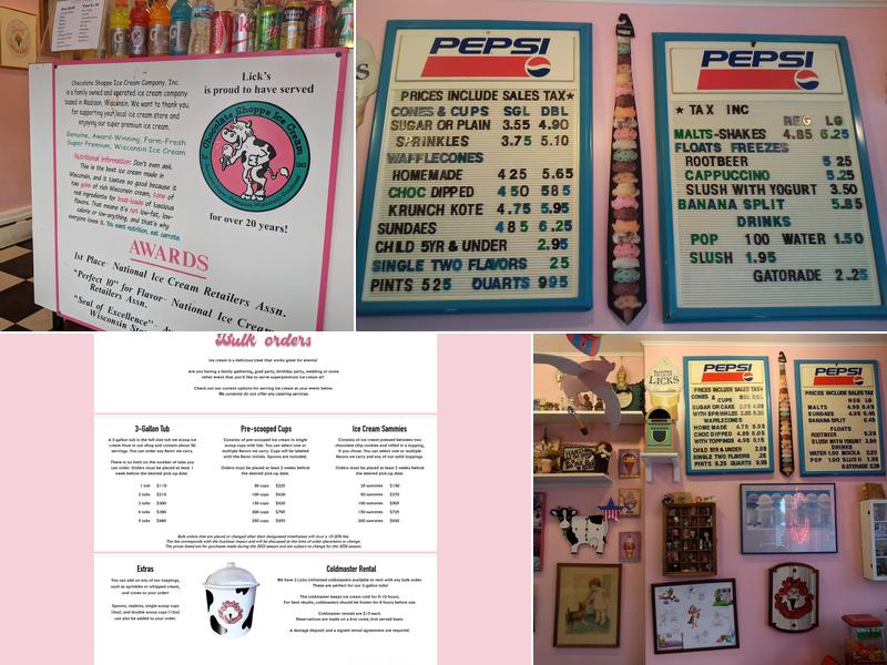 Licks Unlimited Menu