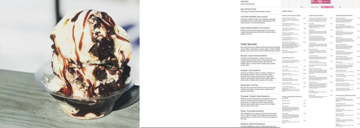 Adele's Frozen Custard Menu