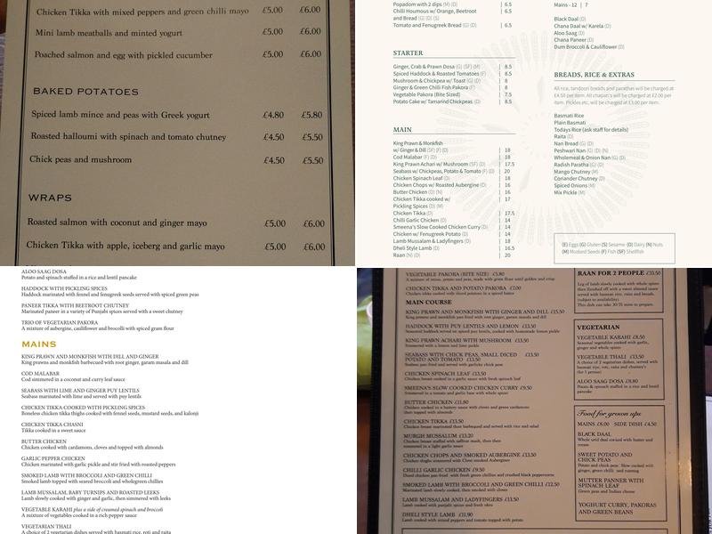 Mother India Restaurant Menu