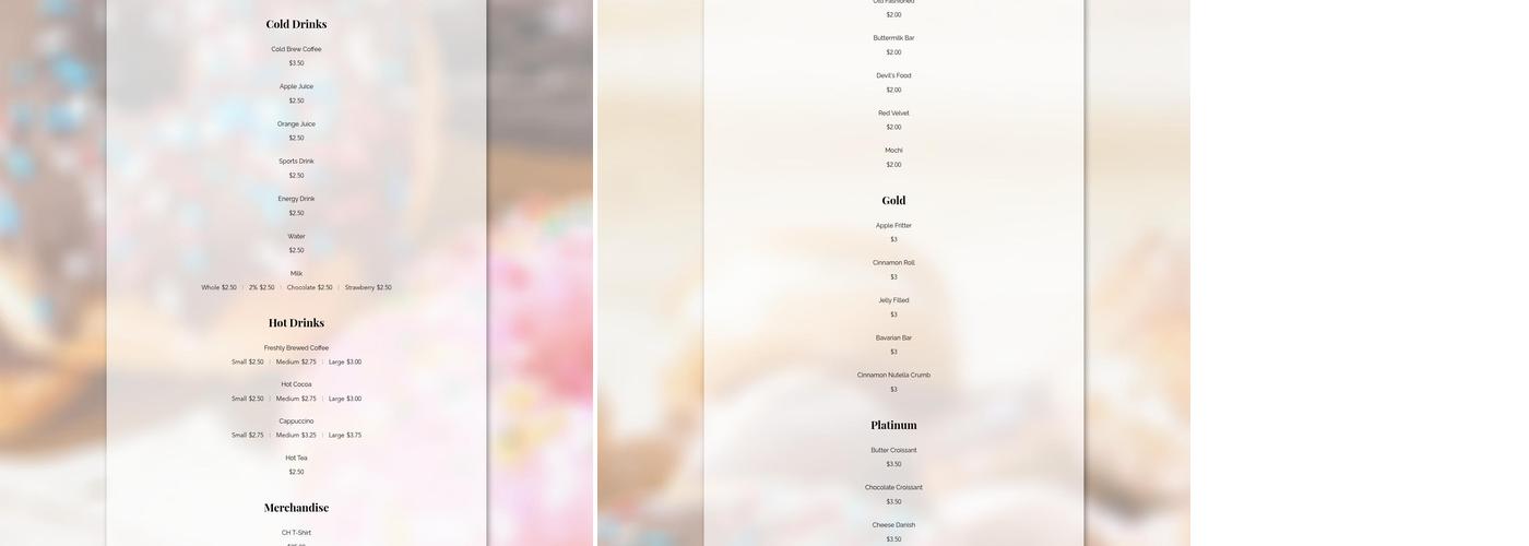 C H Donuts Menu