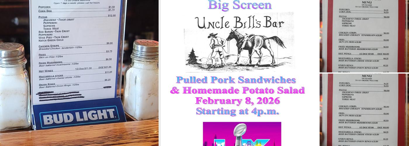 Uncle Bill's Bar Menu