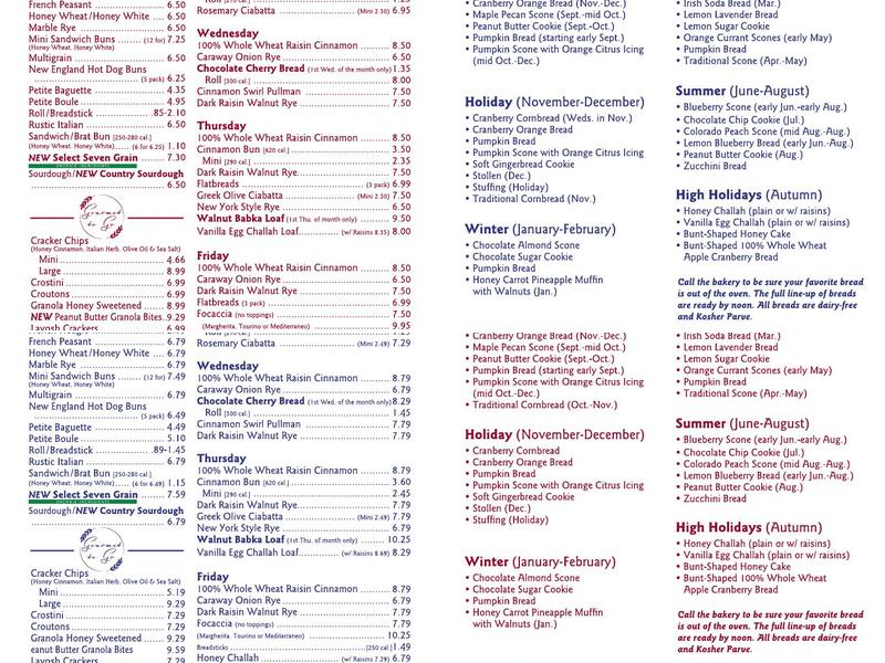 Breadsmith Menu