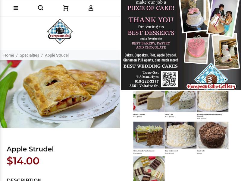 European Cake Gallery Menu