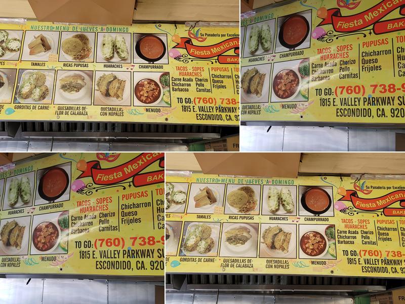 Fiesta Mexicana Bakery Menu