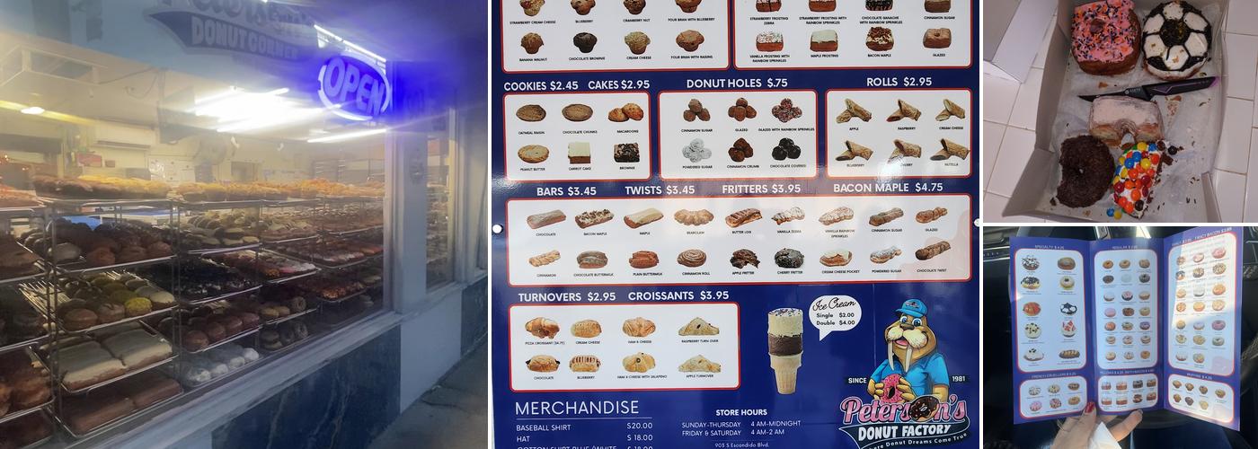 Peterson's Donut Corner Menu