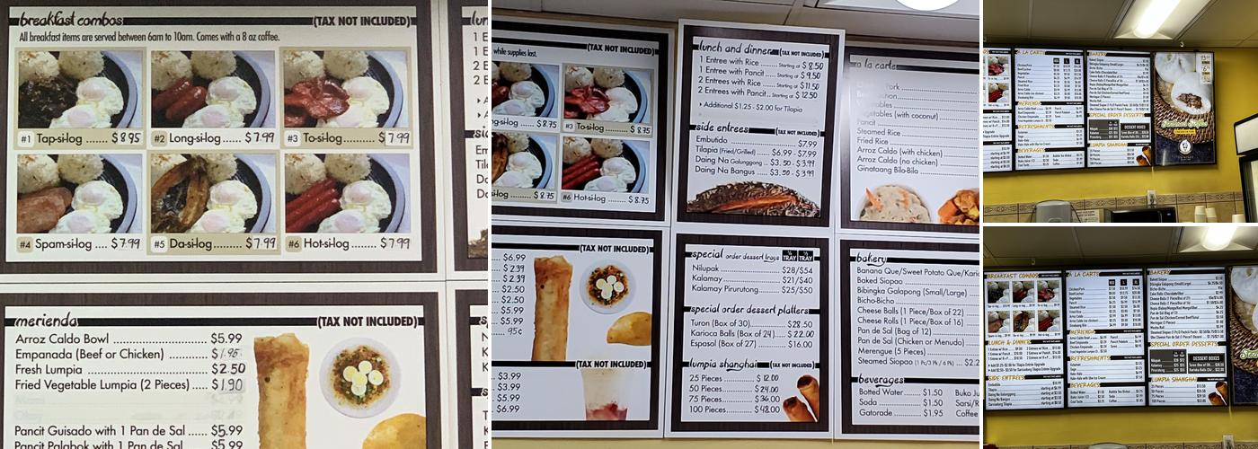 Valerio's City Bakery Menu