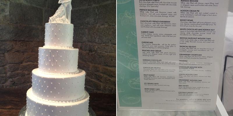 It's A Piece A Cake Menu