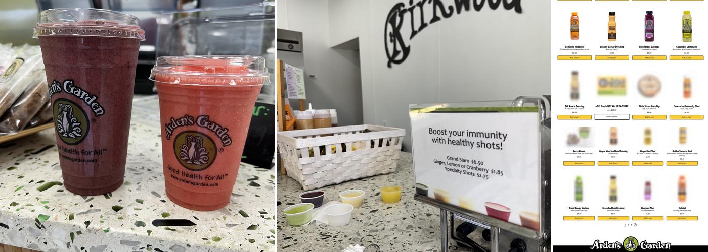Arden's Garden Juices and Smoothies Kirkwood Menu