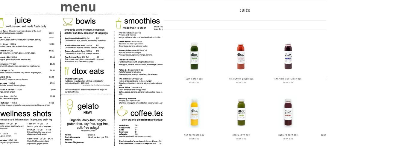 Dtox Menu