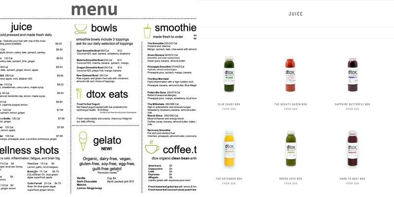 Dtox Menu