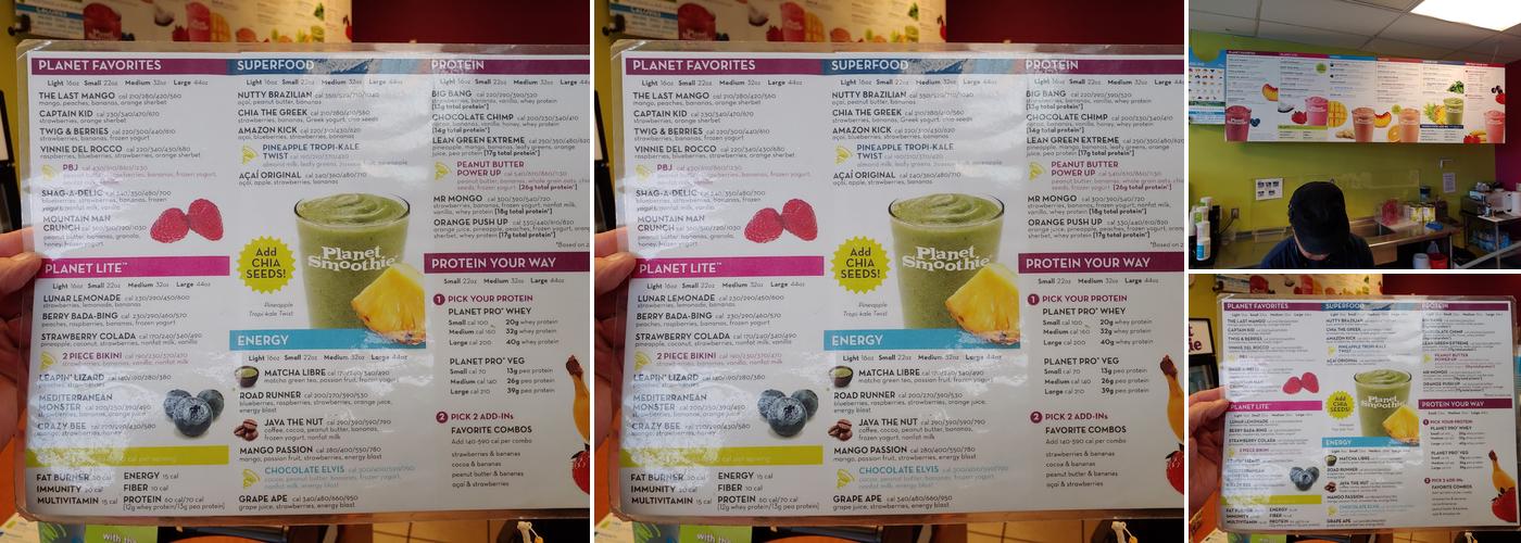 Planet Smoothie Menu