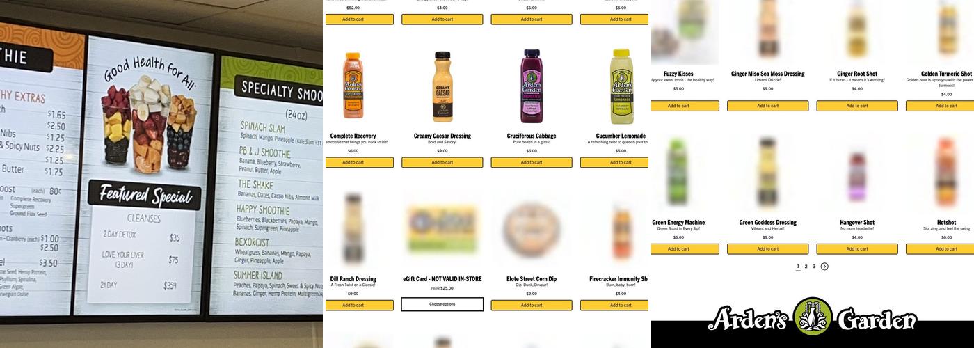 Arden's Garden Vinings Menu