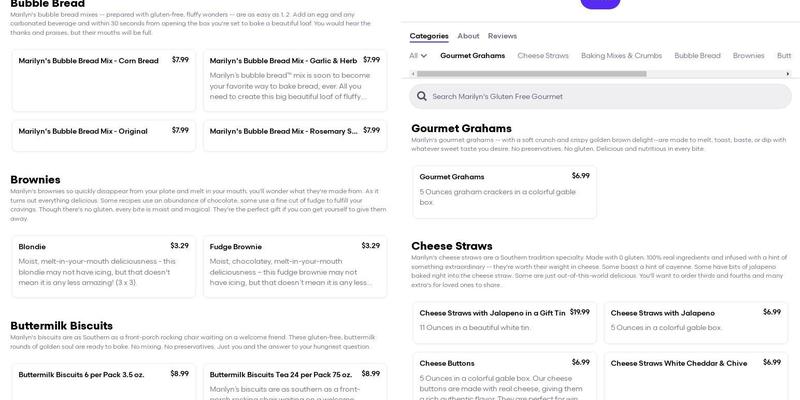 Marilyn's Gluten Free Gourmet Menu