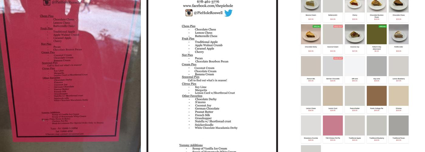 The Pie Hole Menu