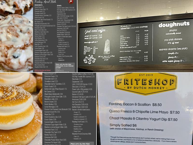 Dutch Monkey Doughnuts Menu