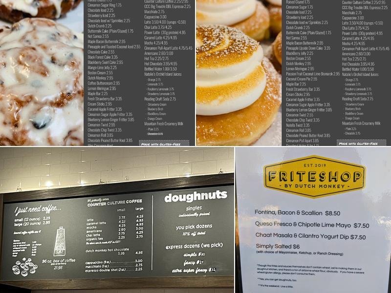 Dutch Monkey Doughnuts Menu