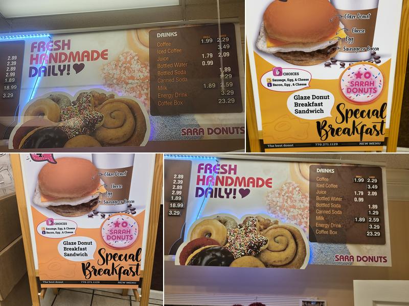 Sara Donuts Menu