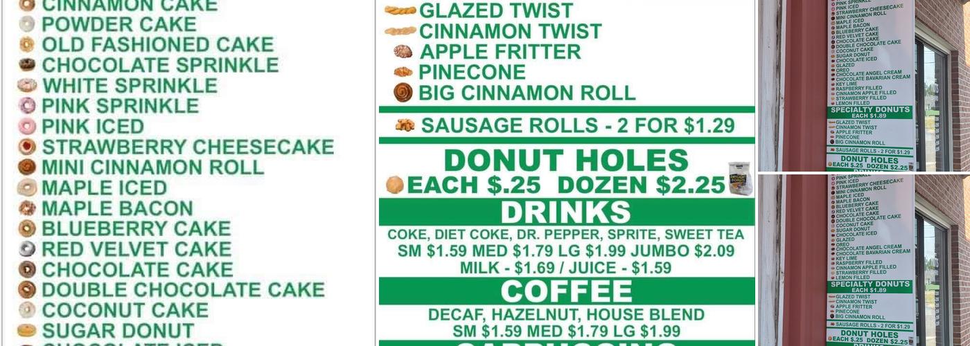 Daylight Donuts Menu