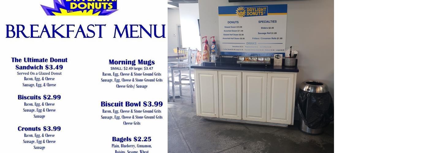 Daylight Donuts Menu