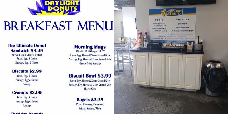 Daylight Donuts Menu