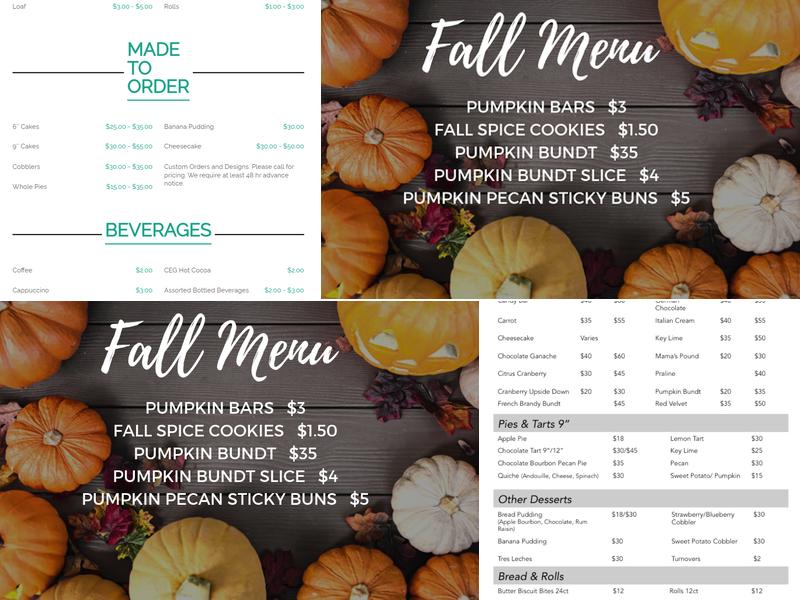 CEG Bakery Menu
