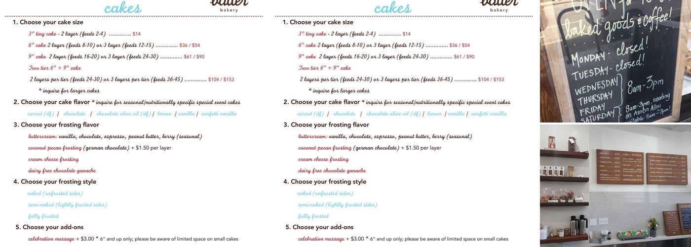 Batter Bakery Menu