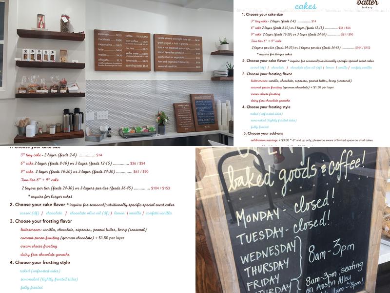 Batter Bakery Menu