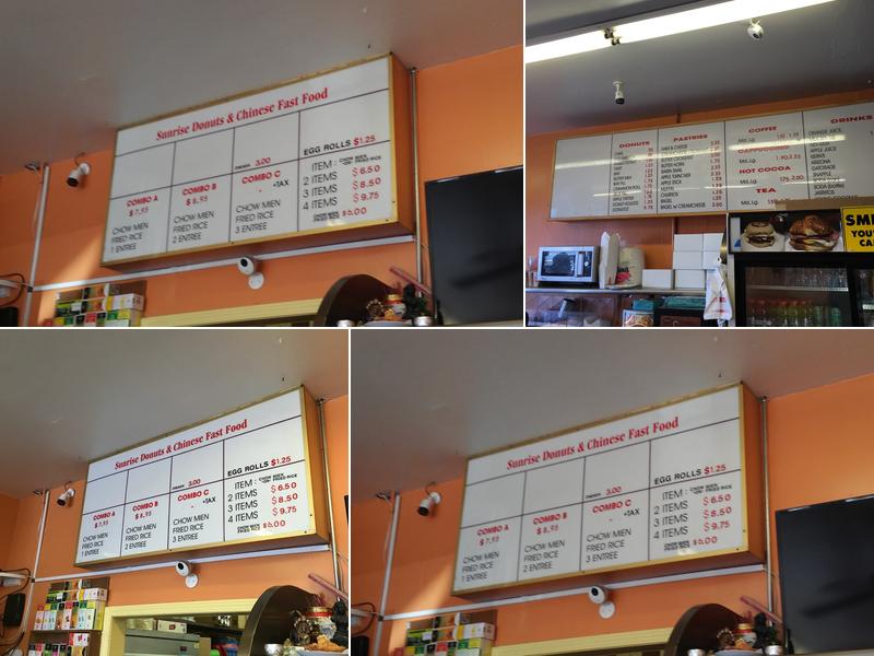 Sunrise Donuts Menu
