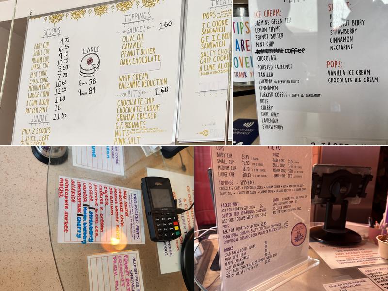 Tara's Organic Ice Cream Menu